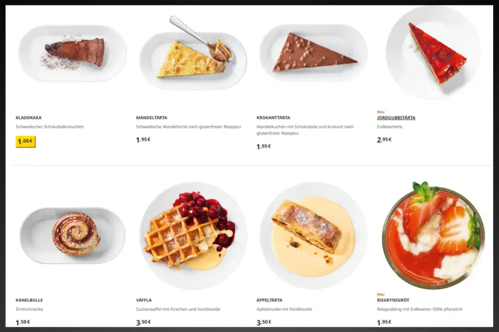 Ikea Desserts Und Gebäck Speisekarte 