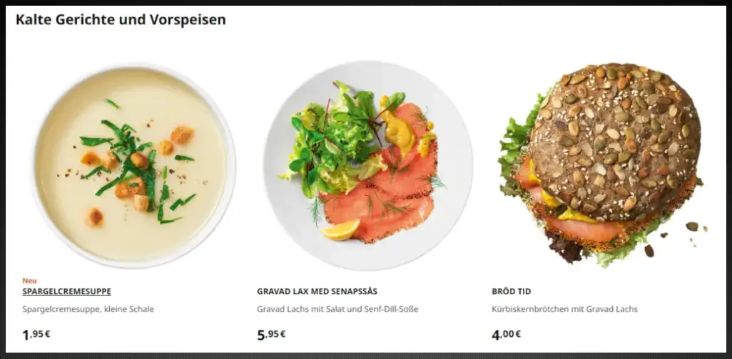 Ikea Kalte Gerichte Und Vorspeisen Karte Speisekarte Preise