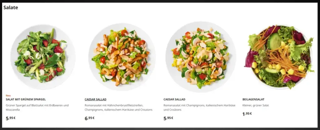 Ikea Salate Speisekarte Mit  