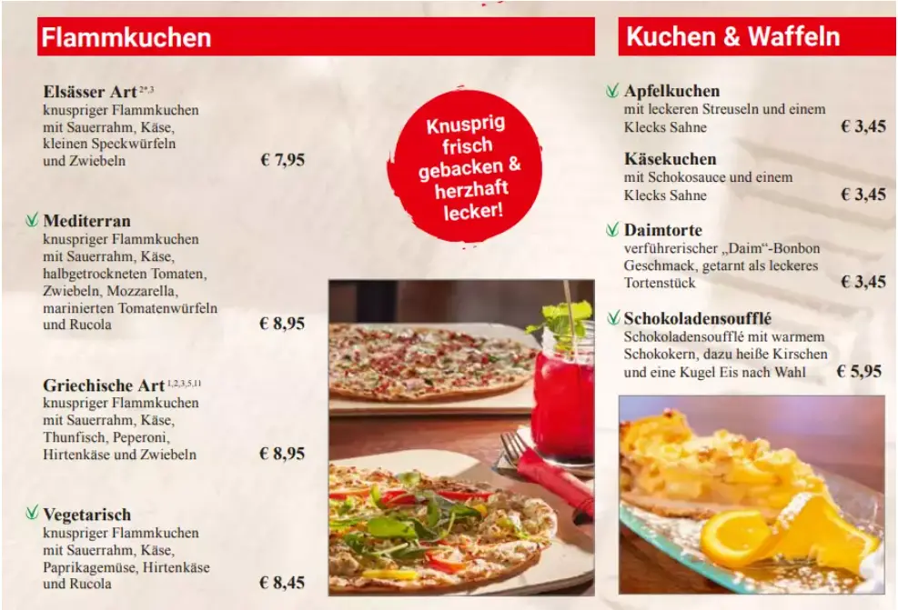 Extrablatt Menü Extras Speisekarte Preise